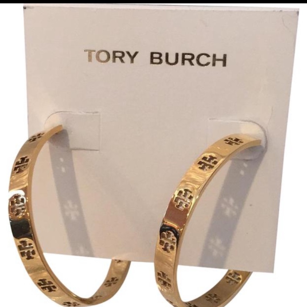 Tory Burch large gold hoop earrings